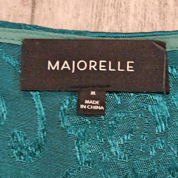 Revolve Majorelle Dress Size M Green Satin Floral Jacquard Puff Sleeve Ruffle - Picture 9 of 16
